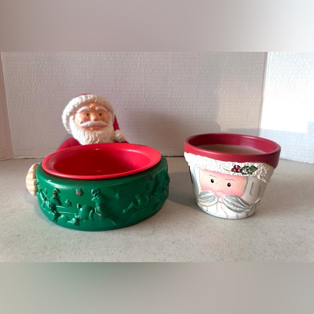 Festive Santa Holiday Candy Bowl and Candle Set